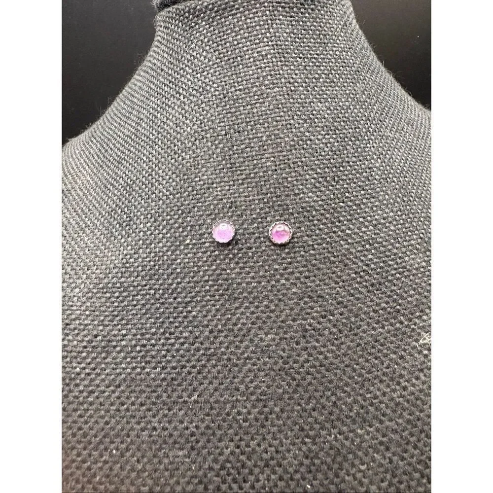 Purple Amethyst & Sterling Silver Stud Earrings, NEW, Handmade, Artisan